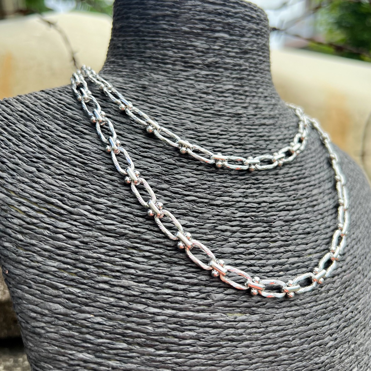 Dumbbell Chain Necklace / 2 Sizes