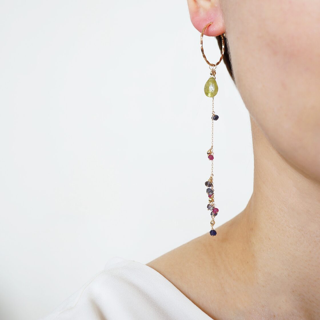 K10 Sphene charm / 天然石 スフェーン グリーン 1粒ピアス イヤリング 