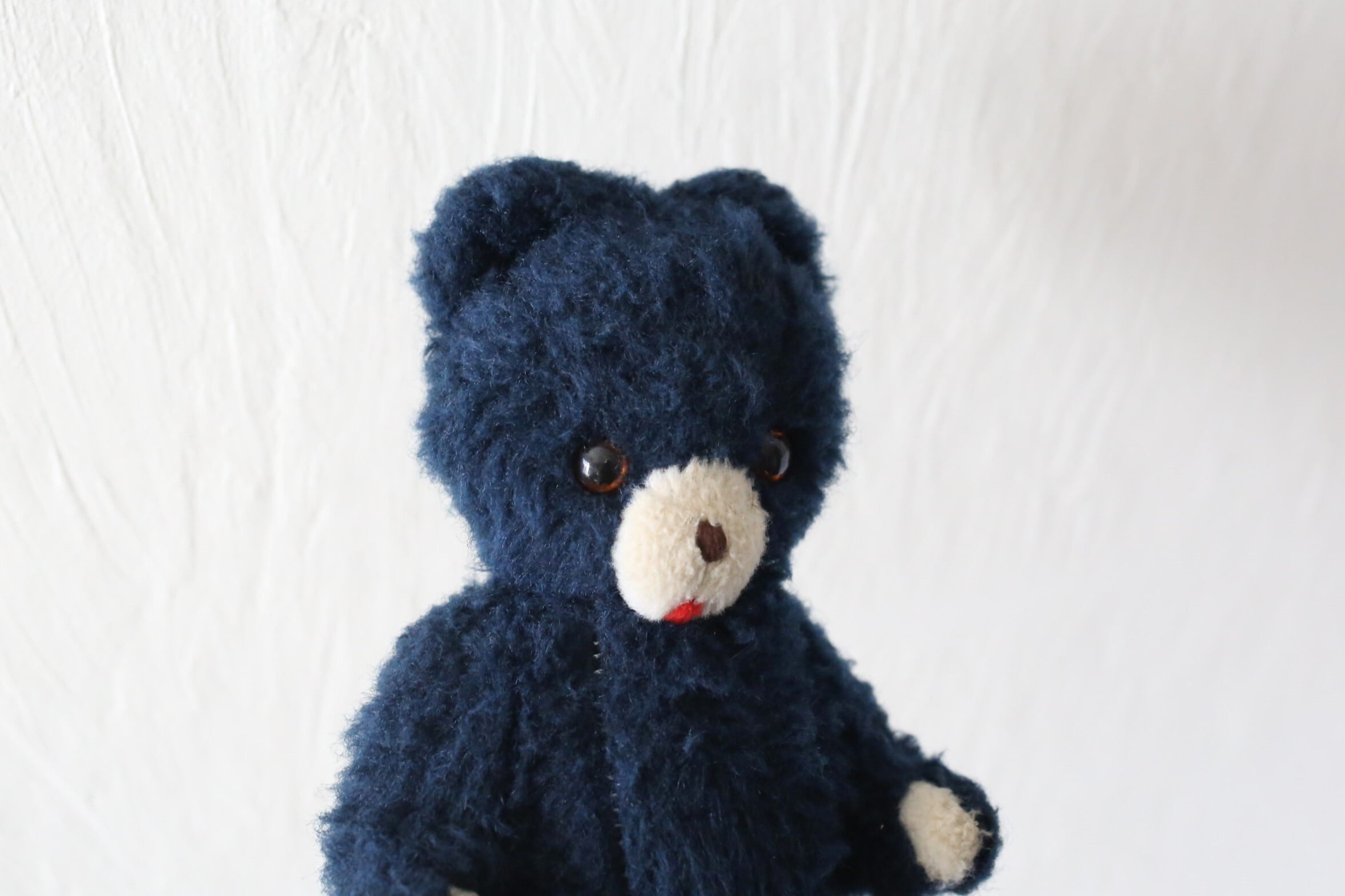 フランス アンティーク ヴィンテージ ネイビーの小さなテディベア 約22cm N-04872