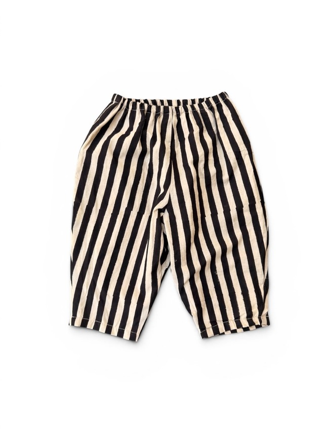 Harem Cropped Pants -Natural Dyed-Black stripe【saruche】