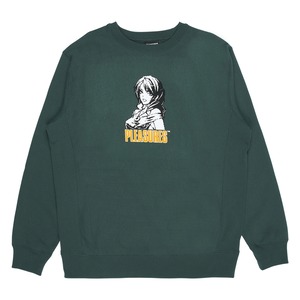 【PLEASURES/プレジャーズ】HEROINE PREMIUM CREWNECK クルースウェット / ALPINE GREEN