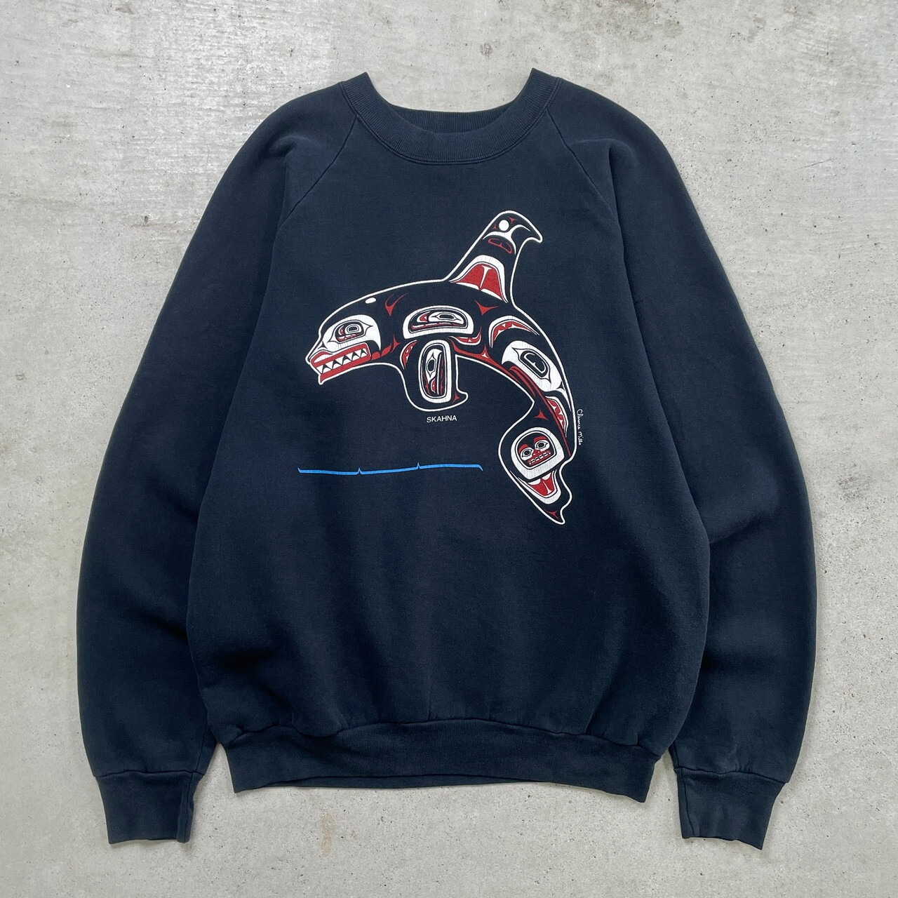 80年代 トーテムアート ネイティブアメリカン シャチ プリント 