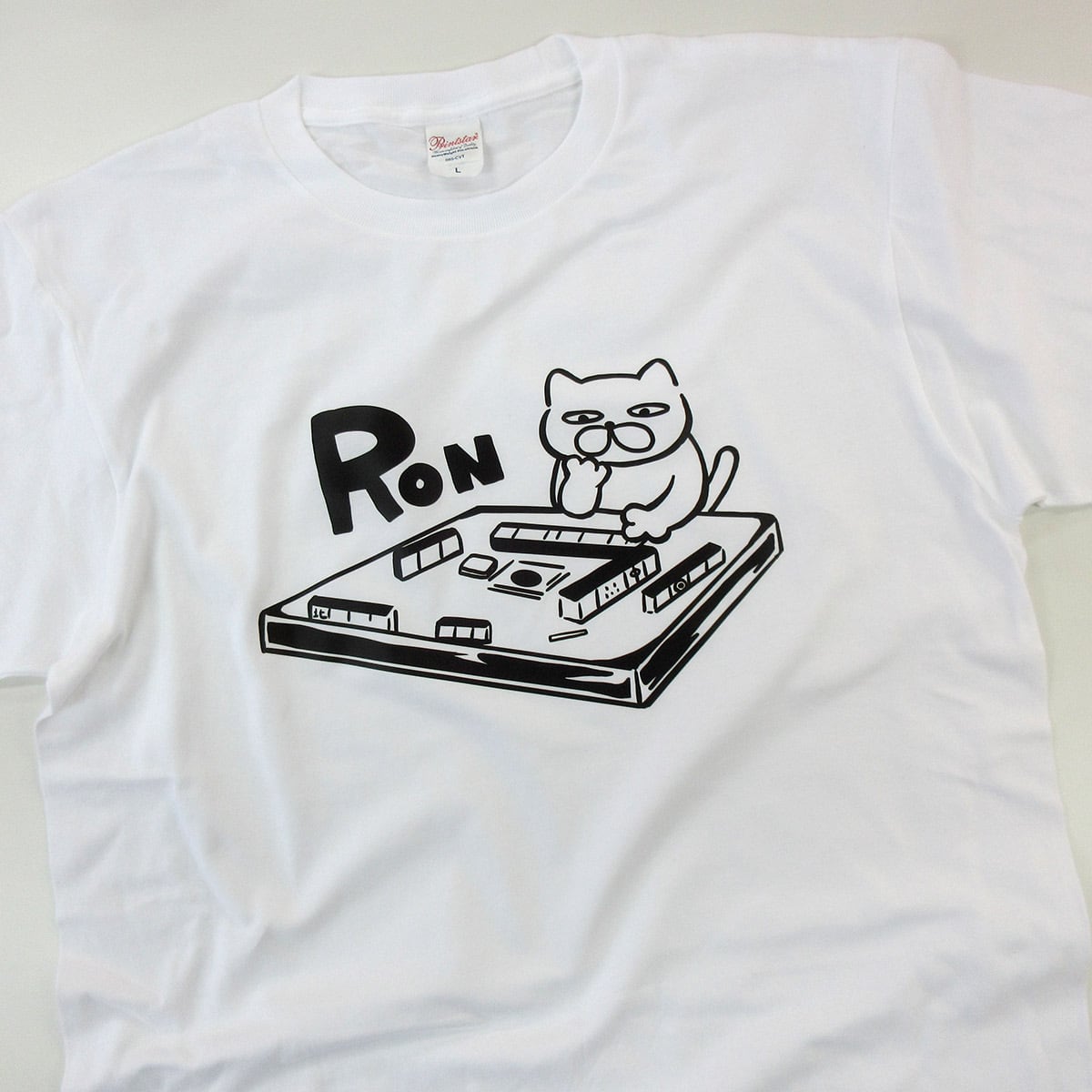 麻雀 マージャン 猫 ネコ Tシャツ cat44 猫服 ゆるキャラ ねこ 猫 服 ねこ柄 猫柄 手描き ギャンブル