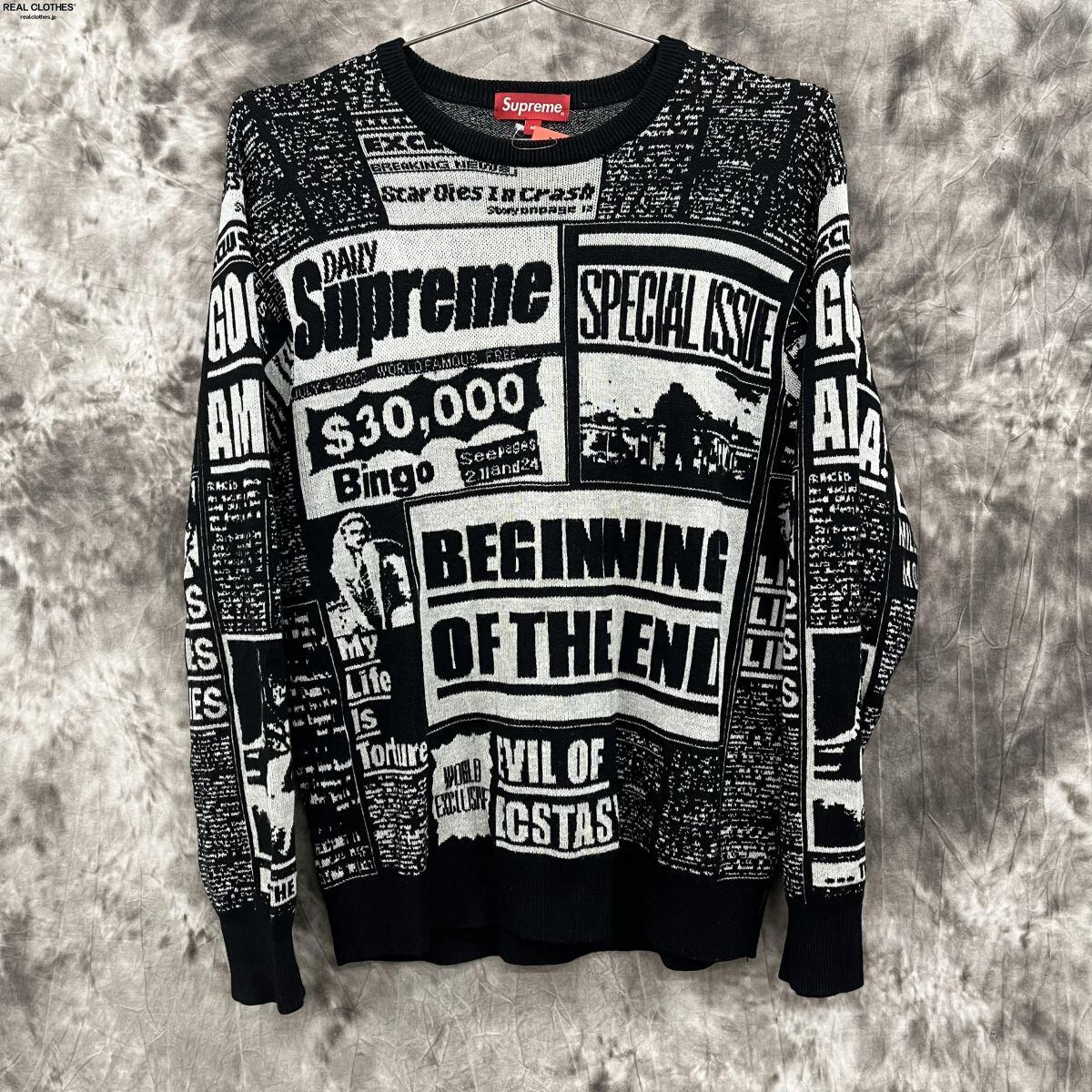 Supreme 18AW Newsprint Sweater M