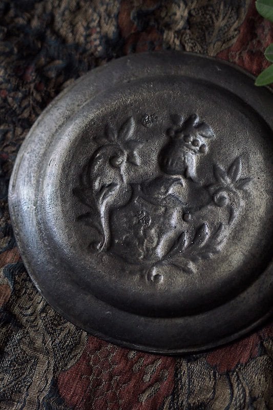 ピューター紋章プレート-antique decoration pewter plate