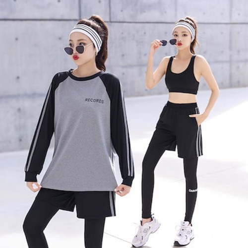 ファッションヨガウェア セットアップ ヨガトップス 【3点セット】 春夏 ランニング Tシャツ ジム ランニング フィットネス スポーツウェア ジョガーパンツ 春夏秋冬 速乾 レディース 上下セット