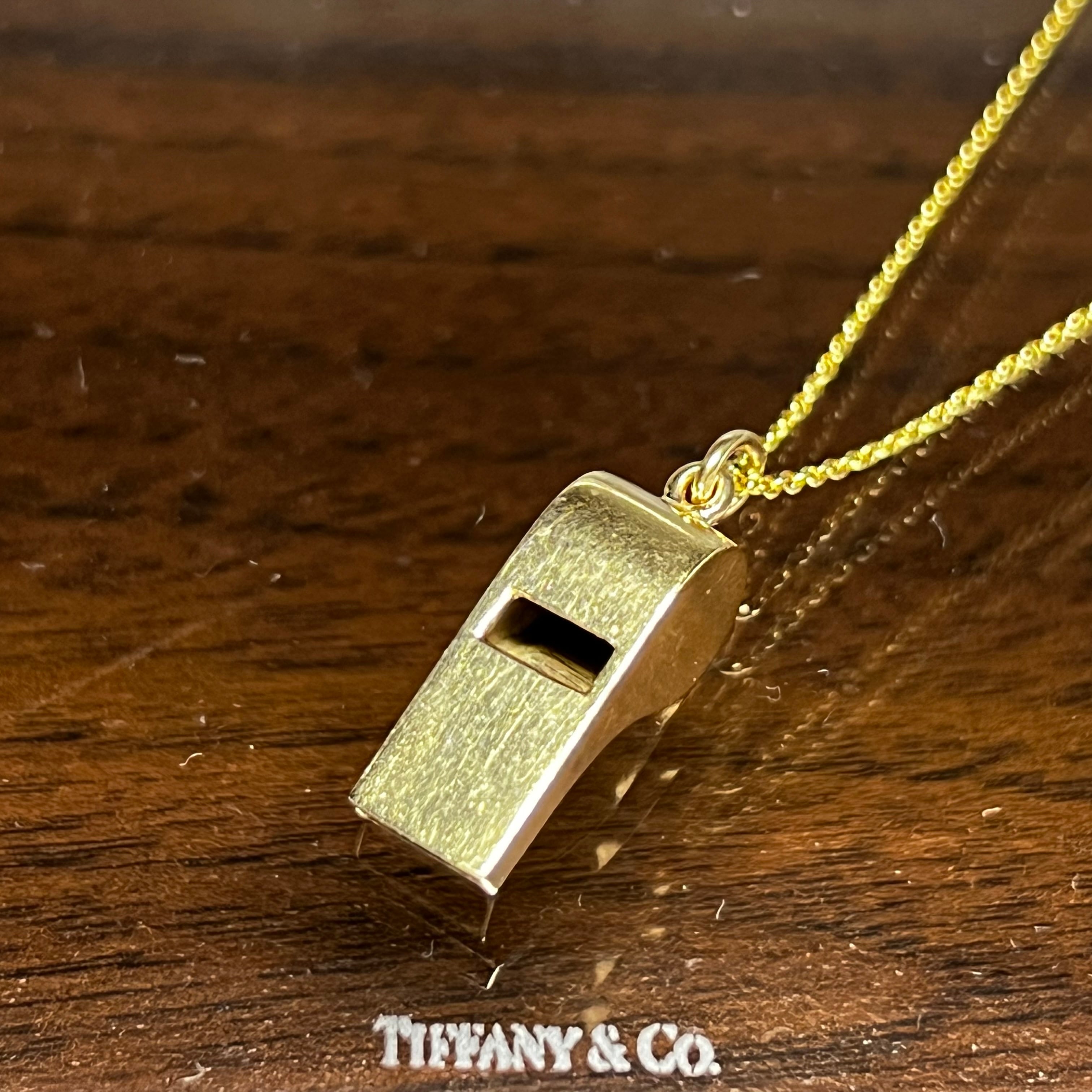 VINTAGE TIFFANY & CO. 14K Gold Whistle Charm Necklace ...