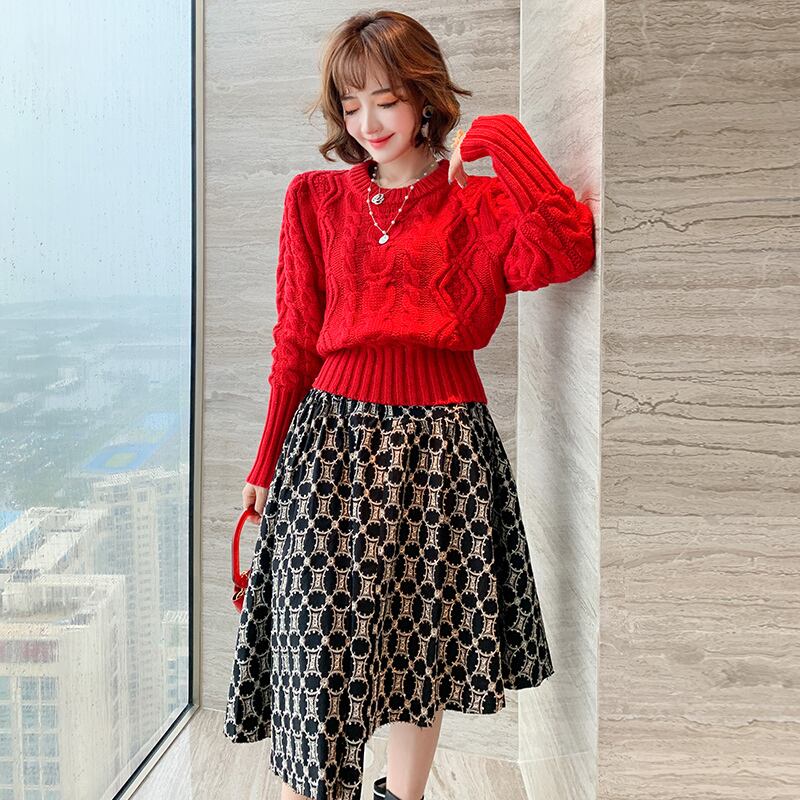 ニットラウンドネックスタンダードセーター オータムウィンター レトロ 秋物 冬物 Oネック MIUCO45801117888