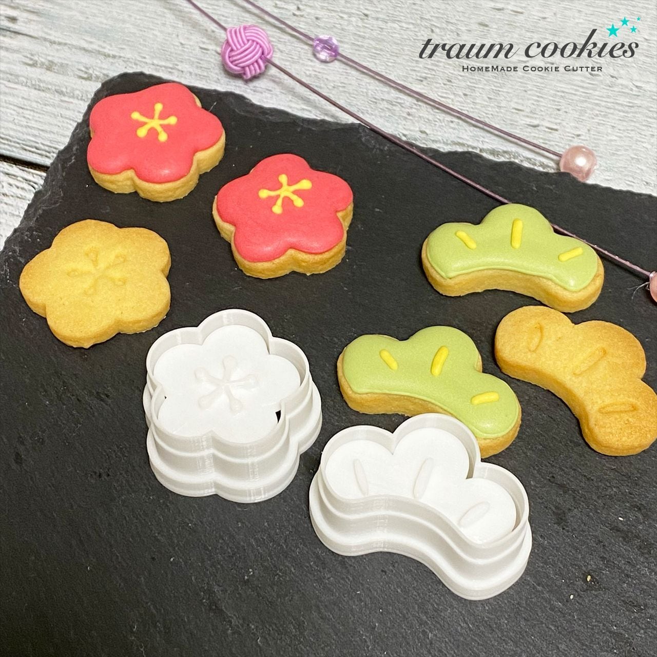 梅と松のクッキー型（スタンプ付き） | traum cookies