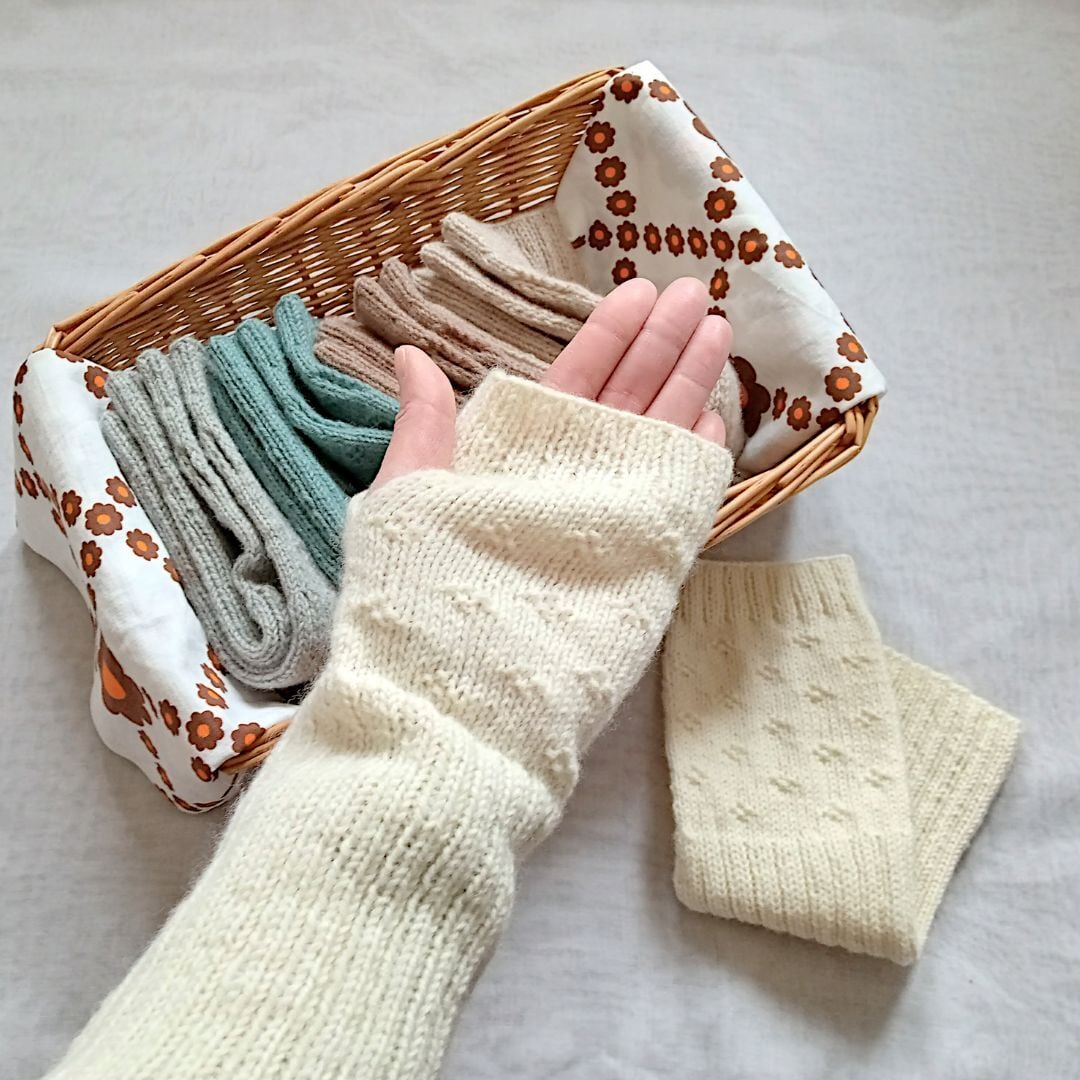 模様編みアームウォーマー haruhachimade