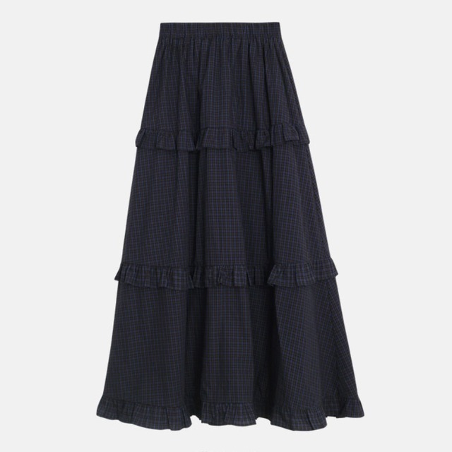 frill tiered check skirt　J00241