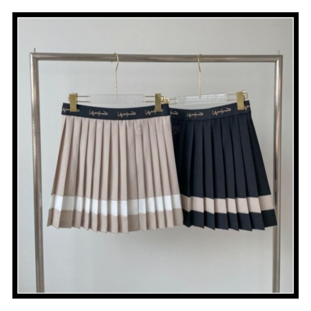 バイカラープリーツスカート ゴルフウェア