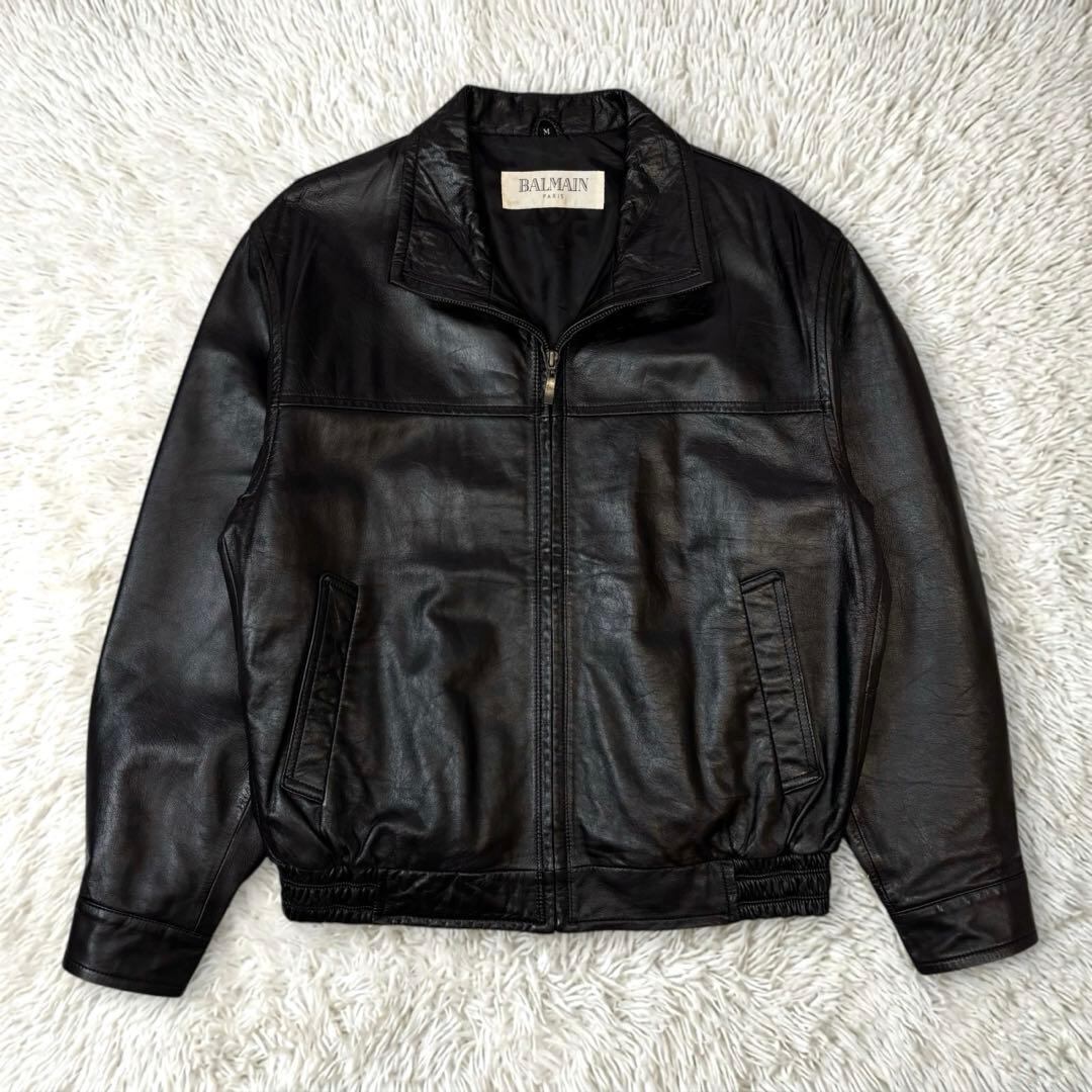 70s ユーロ ヴィンテージ パテッド レザー ライダースジャケット XL