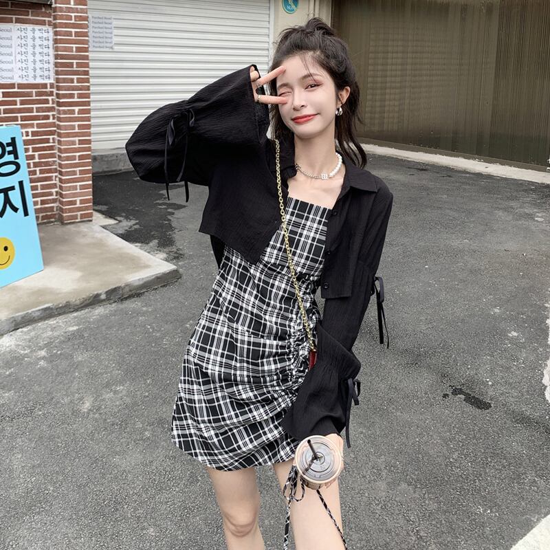 シャツ ジャケット サマー薄手スプリングオータムブラックカーディガン 大人ガーリー スウィート キュート カジュアル 春物 夏物 秋物 試着室31310464817