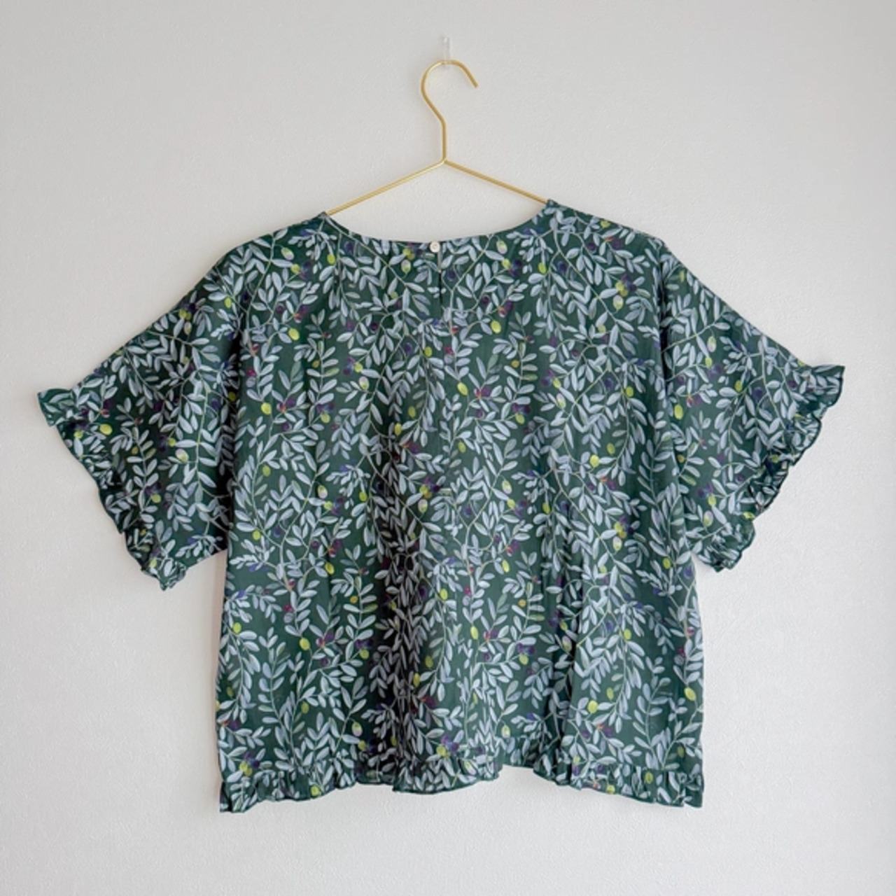 【夏快適】オーガニックコットン半袖プルオーバーブラウス　OLIVE