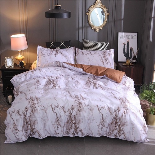 Bed cover with pillow case set Natural marble 