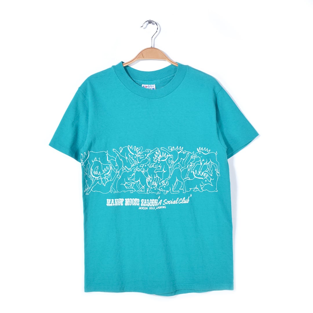 80s ヘインズ USA製 ヴィンテージTシャツ エロT 48手 ムース ヘラジカ HANES メンズM シングルステッチ 古着 @BZ0410