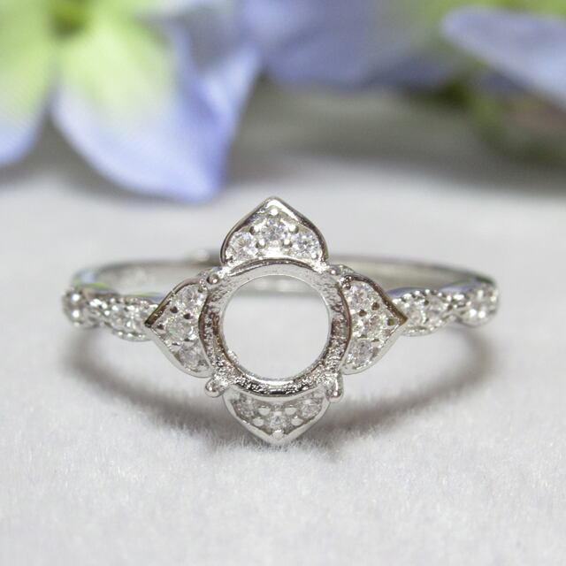 アウトレット6㎜ フラワーフレーム マーキスCZ S925 リング台 SV