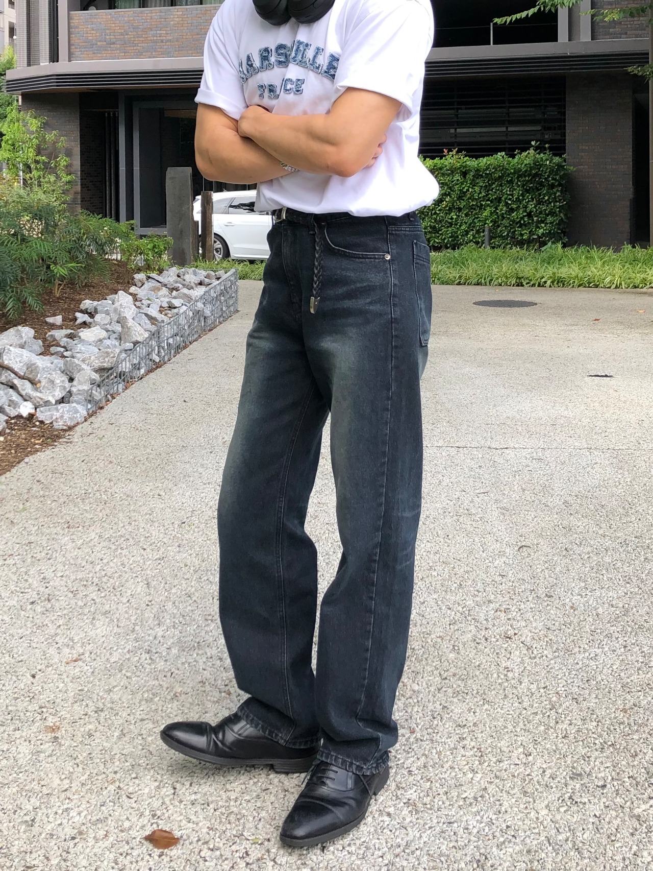 Vintage Cat Washed Semi Wide Denim [Dark Blue] - 3