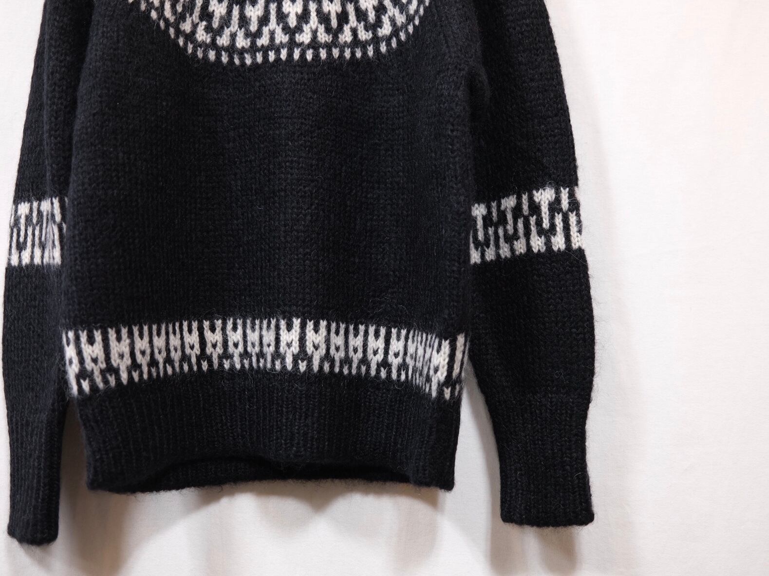 Men's BATONER” MOHAIR NORDIC CREW NECK BLACK” | Lapel online store