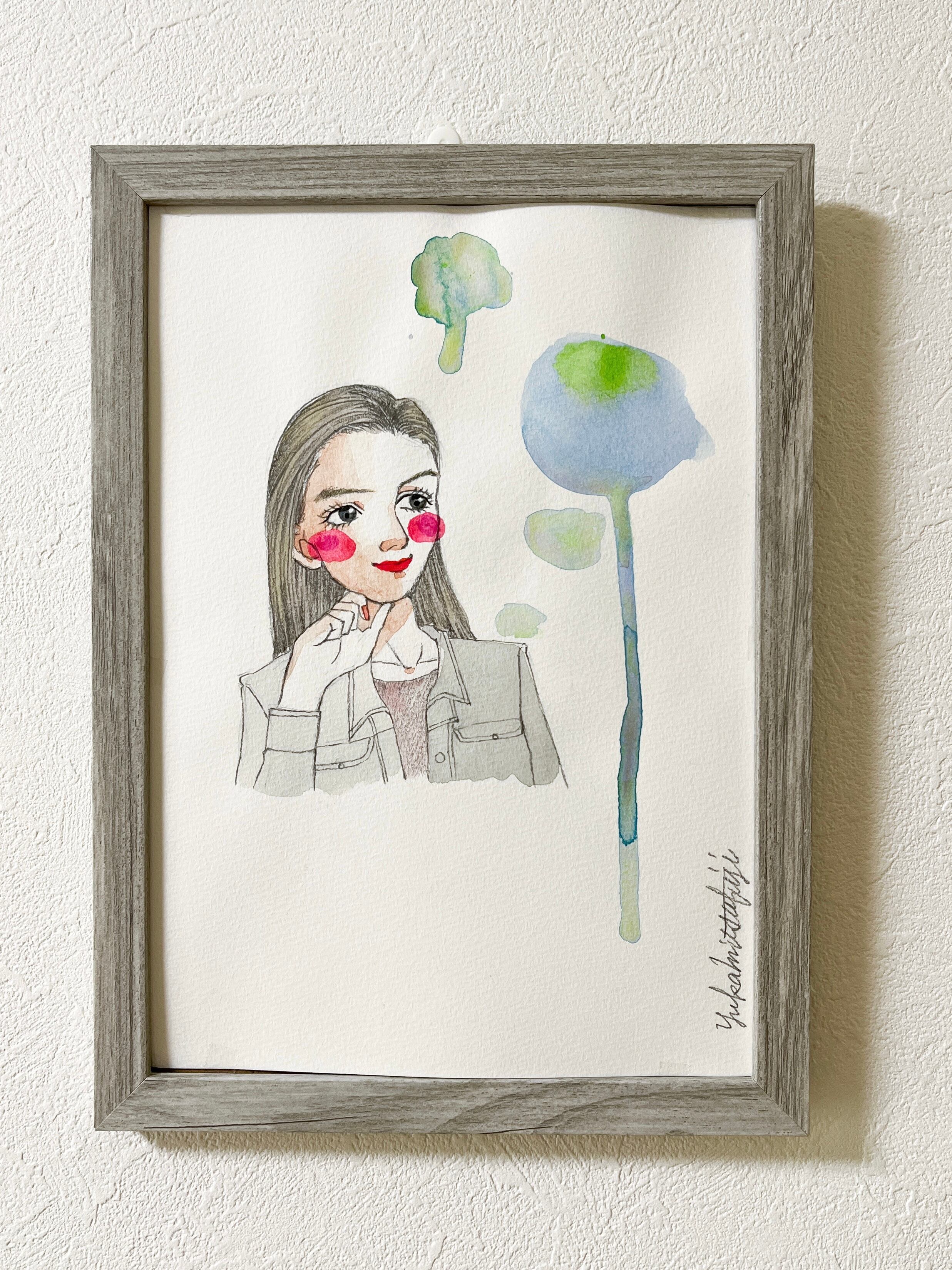 水彩イラスト B5原画 おしゃれな女性｜ Watercolor Illustration Woman
