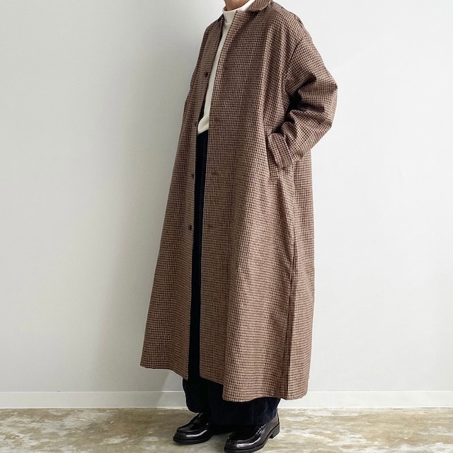 【HARVESTY】 WOOL TWEED OVER COAT (CAMEL , CHARCOAL) ウールオーバーコート