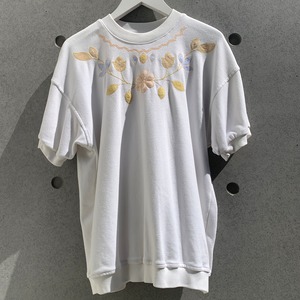 80s "FLOWER PATTERN  S/S SWEAT PULLOVER”