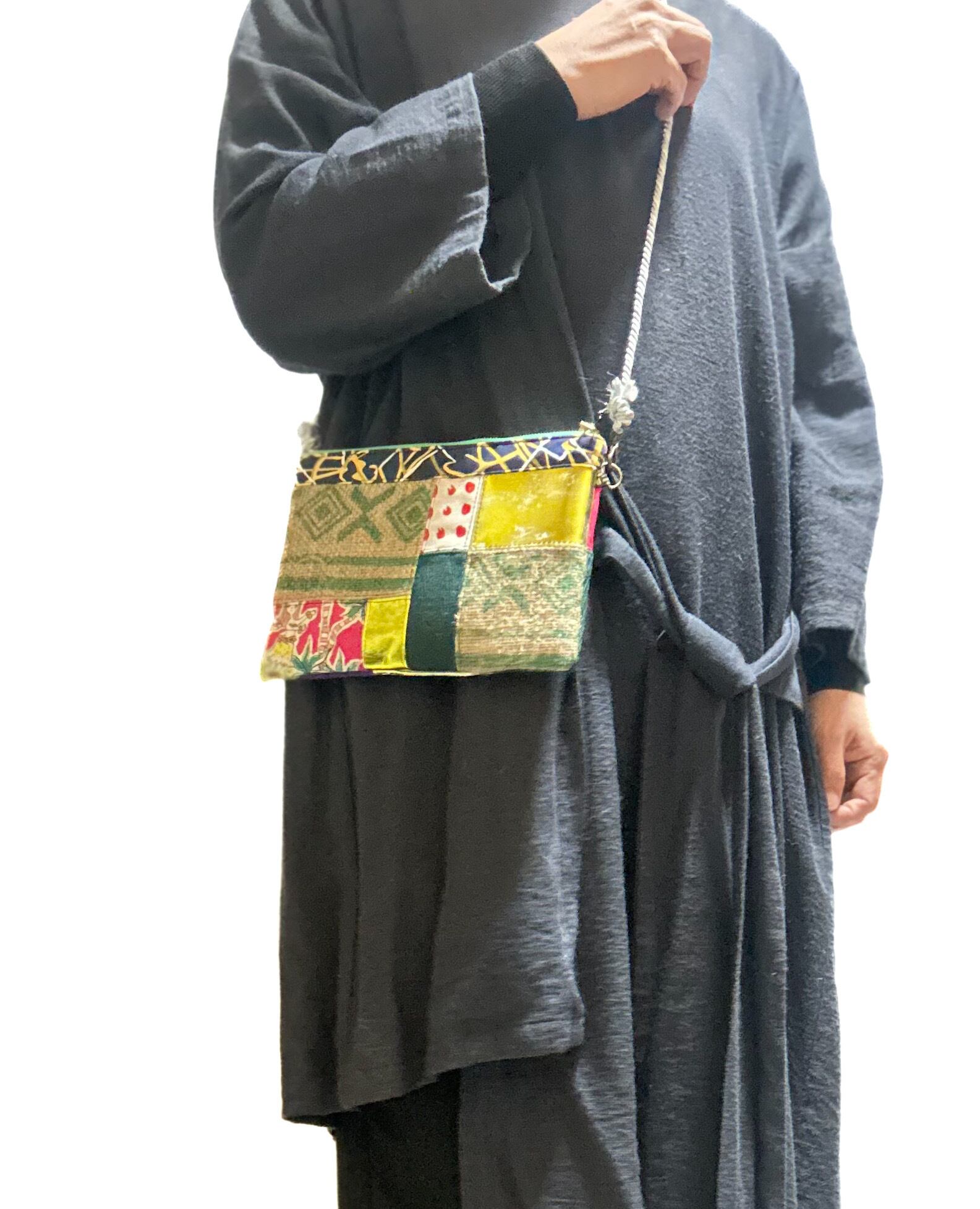 パッチワークポーチ M #ミント×グリーンミックス | a Linden:tree