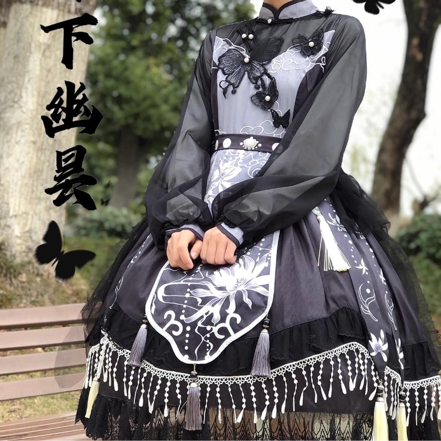 チャイナ風 ワンピース チャイナドレス 病み可愛い ゴシック 平成