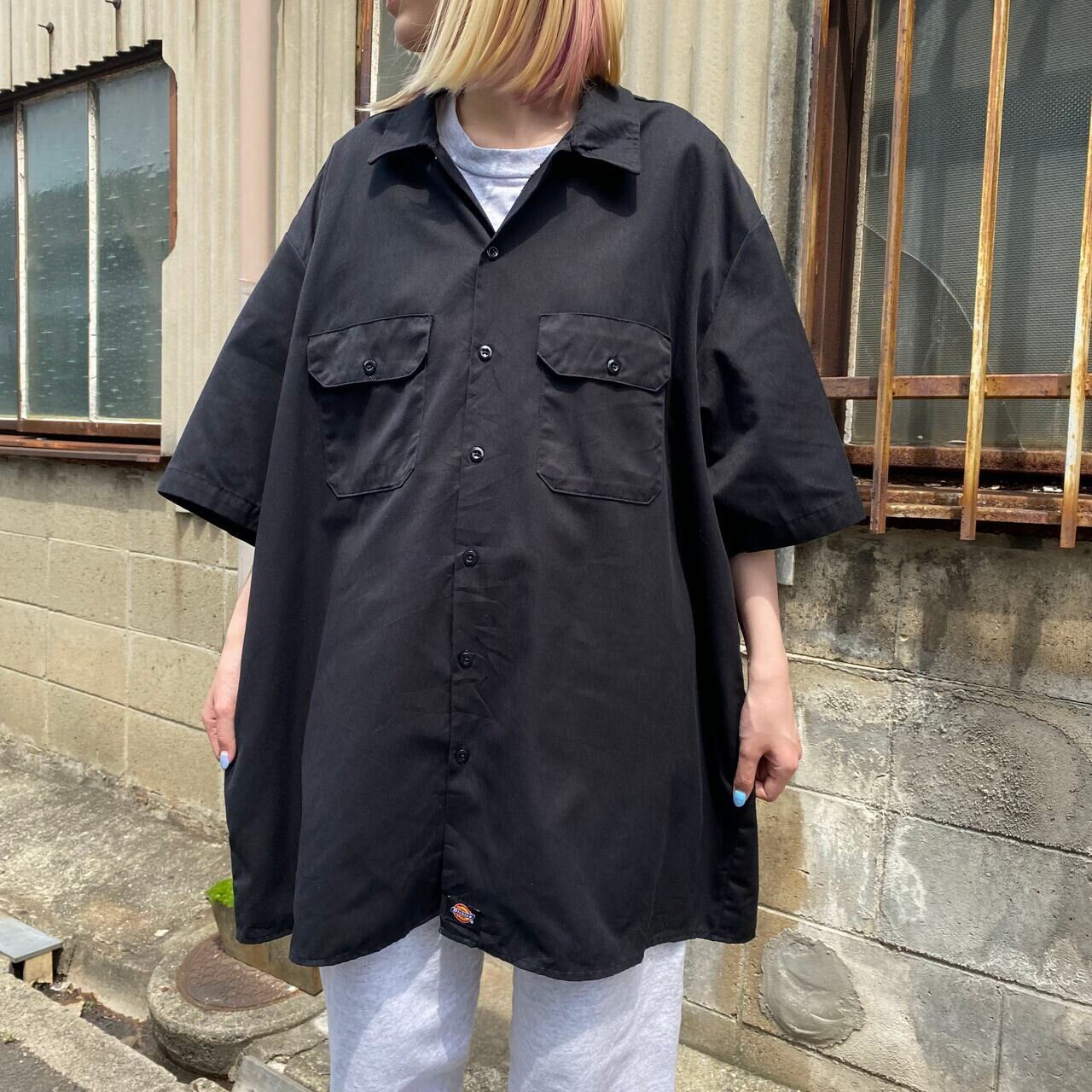 ビッグサイズ Dickies ディッキーズ 半袖ワークシャツ メンズ2xl 古着 ブラック 黒 大きいサイズ 半袖シャツ Ss27 Cave 古着屋 公式 古着通販サイト