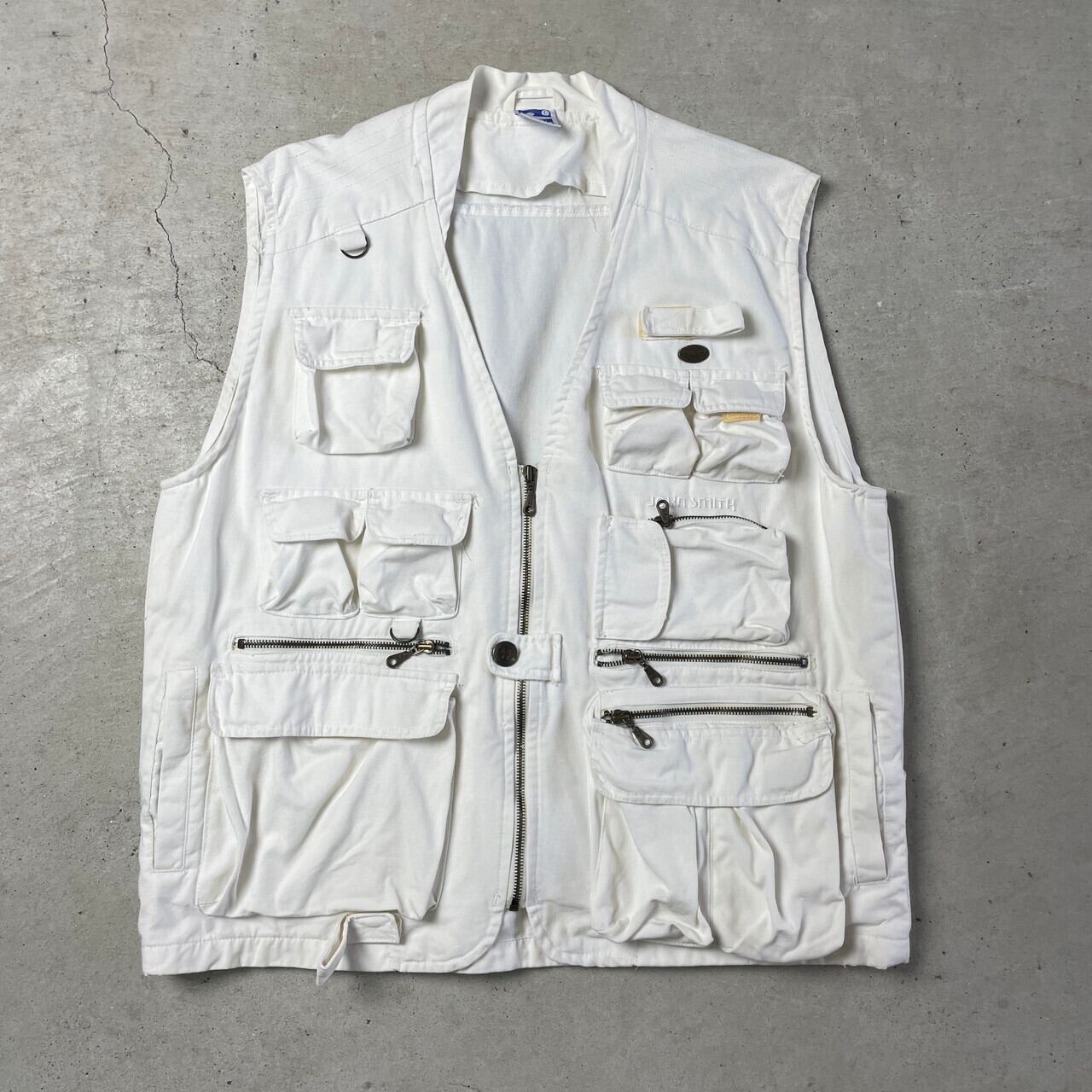 JOHN SMITH コットン アウトドアベスト メンズL 古着 ホワイト 白 