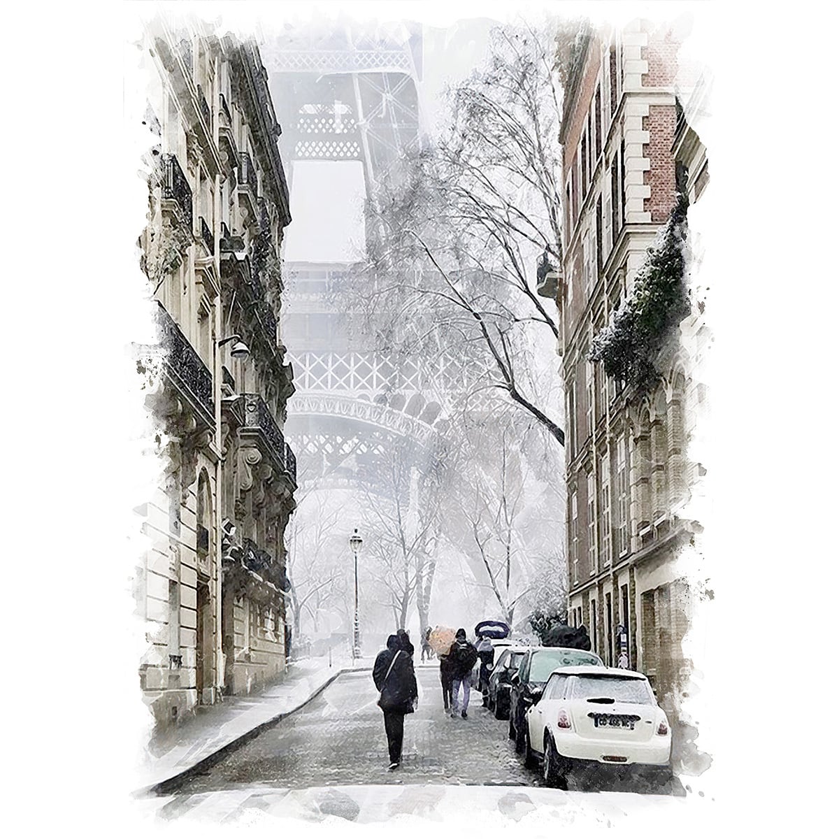 パリの街並み 油彩画 エッフェル塔 2セット （パリの風景画 小さな絵画  