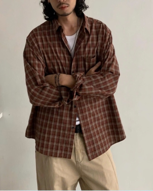 Checkered Long Sleeve Shirt 　x00245