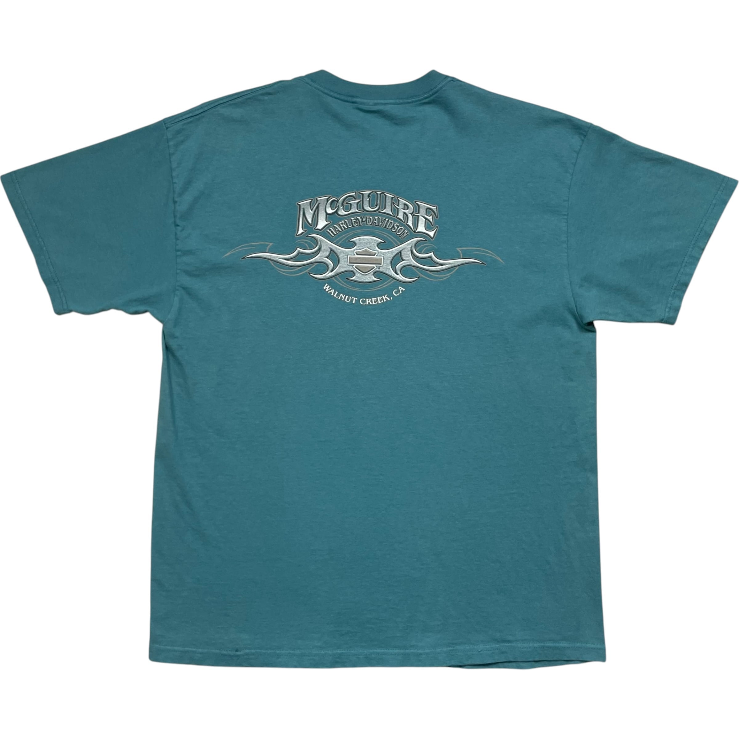 《L》 Harley-Davidson ハーレーダビッドソン Tシャツ 両面プリント ターコイズブルー no.10297