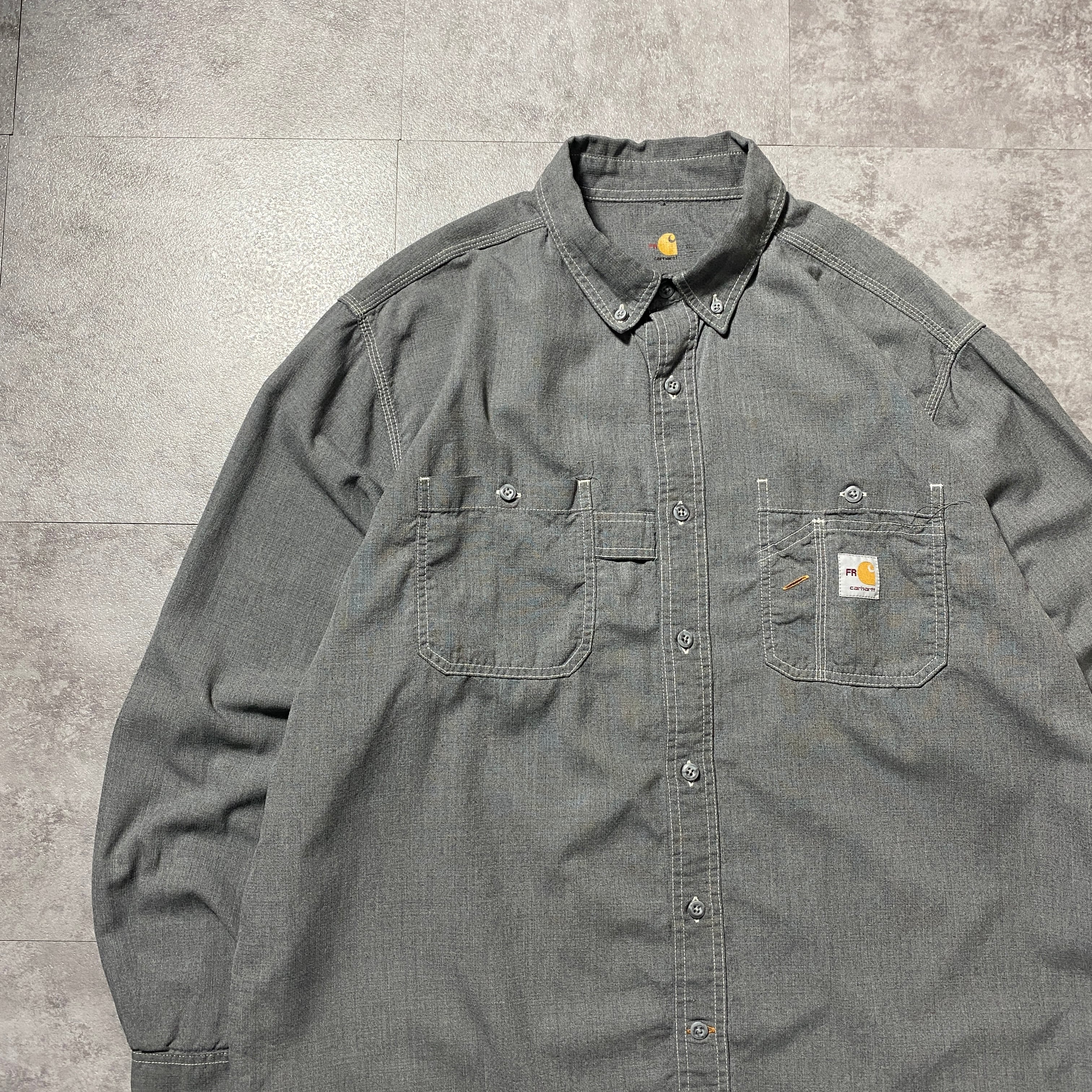 Size:XL】carhartt FR カーハート ダブルポケット ラベルロゴ グレー