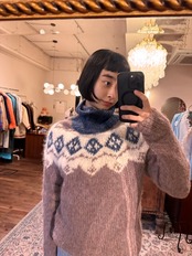Handmade Nordic Pattern Mohair High Neck Sweater