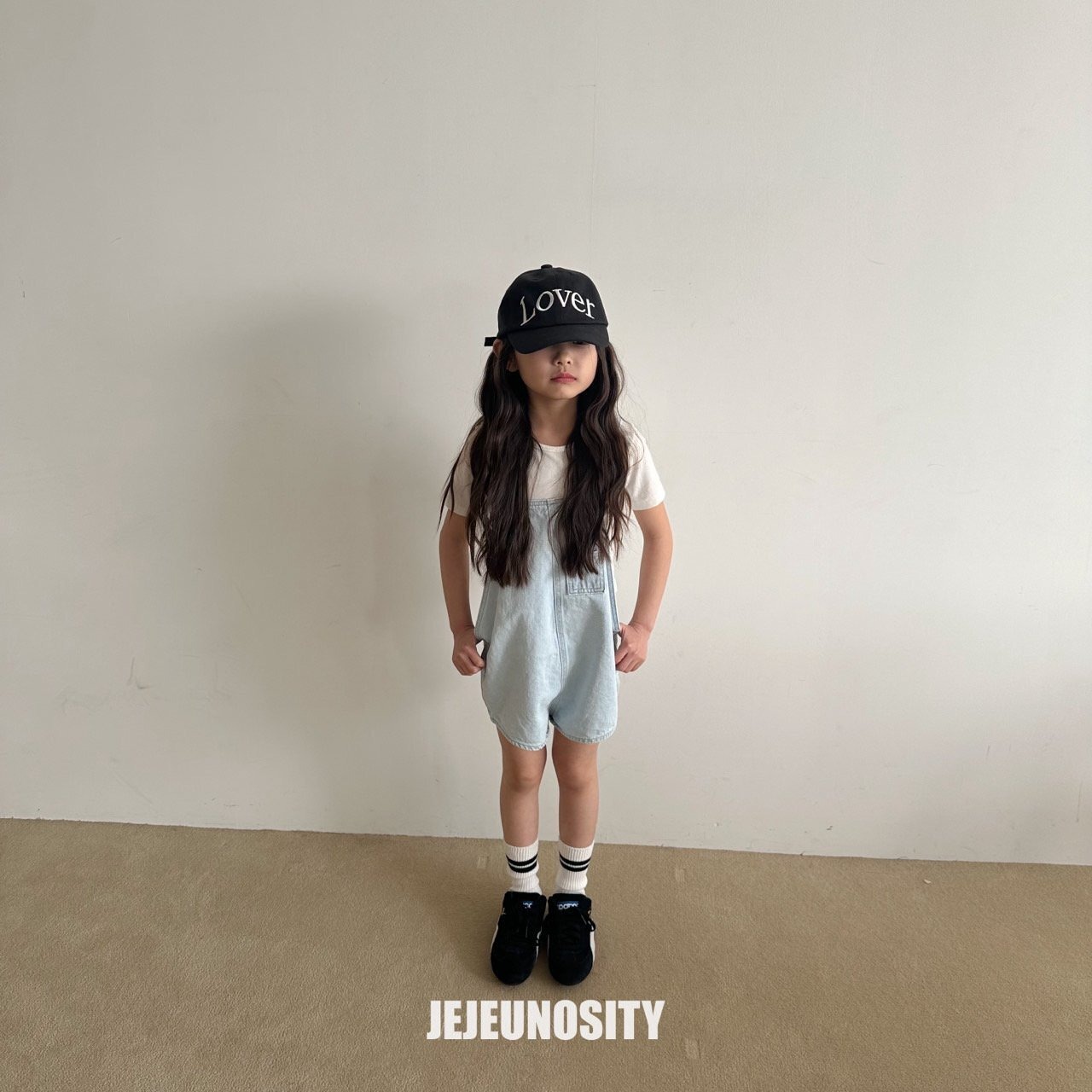 【jejeunosity】ベリーショートオーバーオール サロペット ライトデニム 90〜120cm 240702 - 12