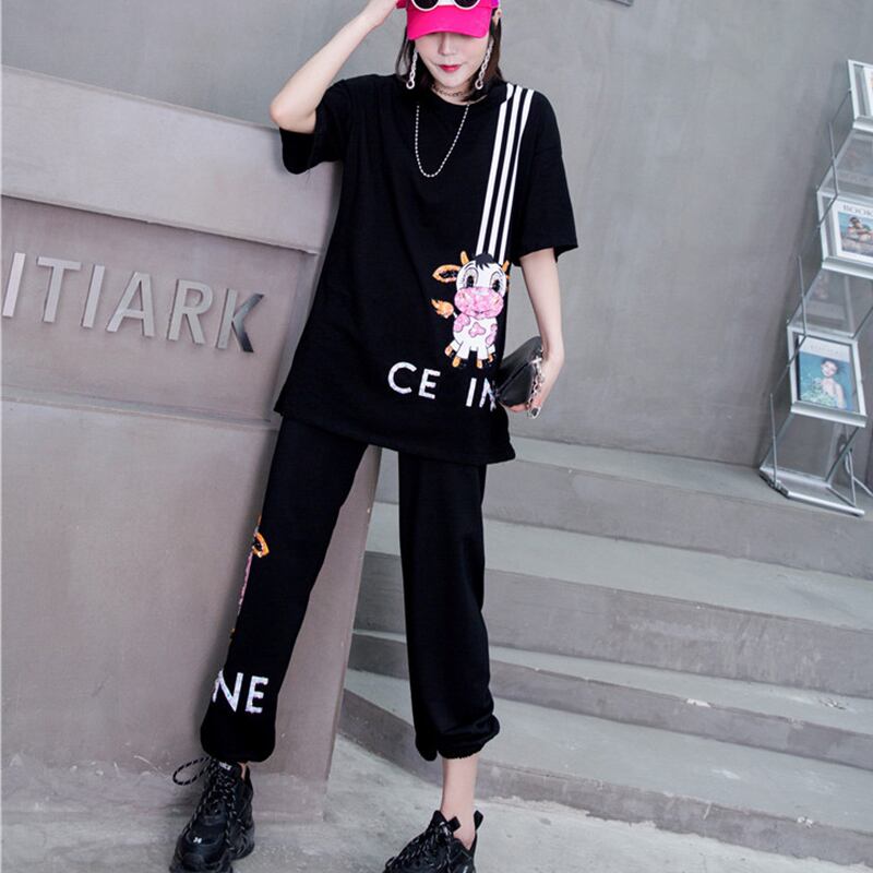 サマースタイルラウンドネックストライプ半袖スリーブ ハーフスリーブ 大きめサイズ 夏物 Oネック ミックスインファッション78549182892