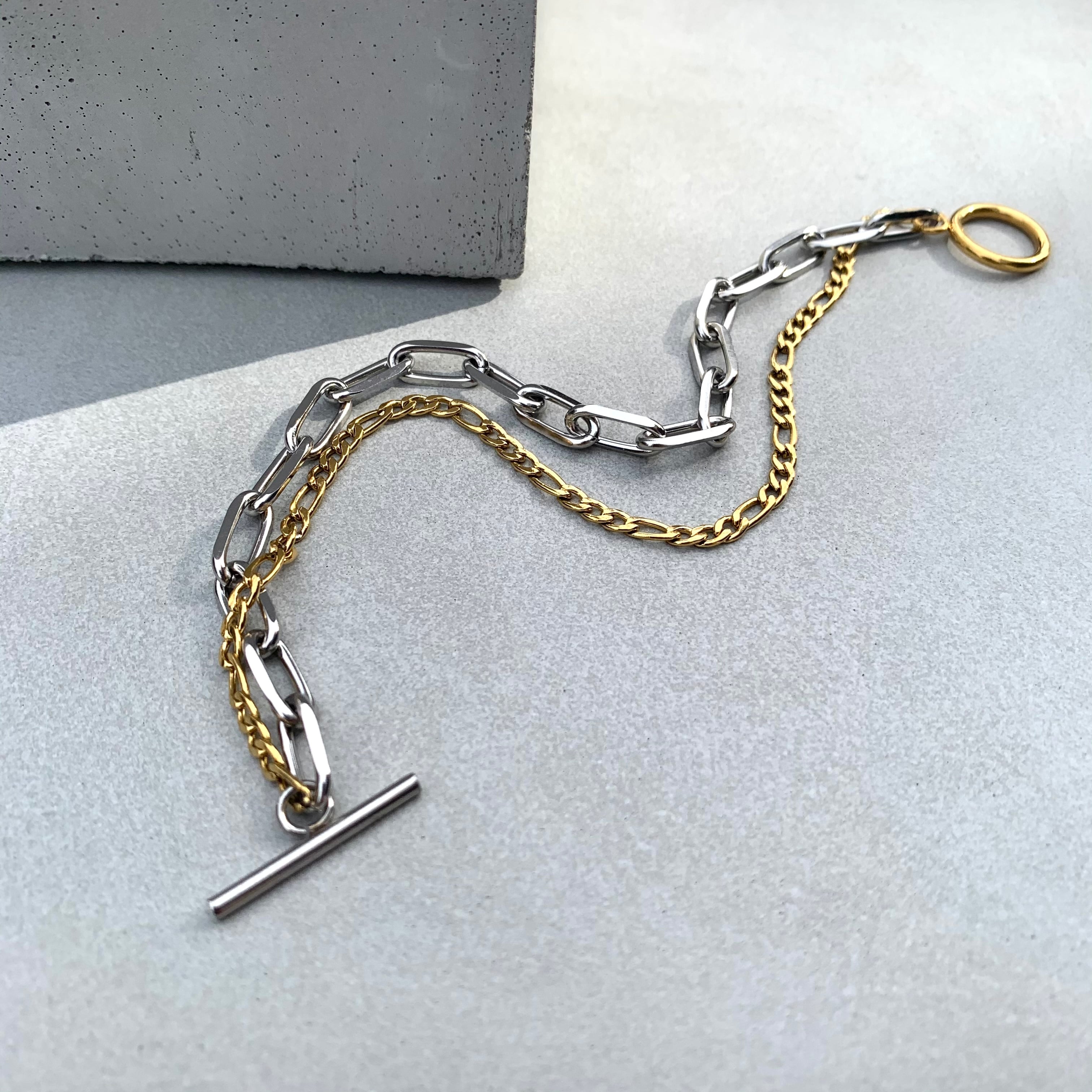 stainless＞ double bracelet / Cut chain | glanta