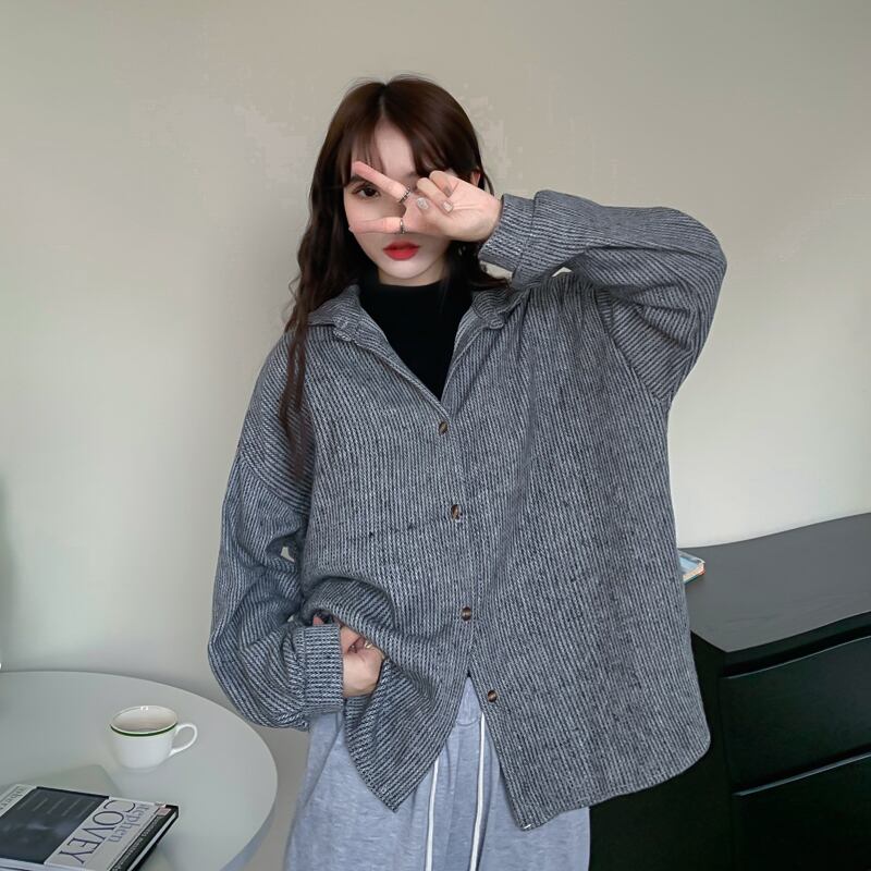 オータムスタイルルーズ薄手カジュアルスタンダードシャツ ジャケット レディース ロング レトロ 秋物 YY-ファッション83431603642