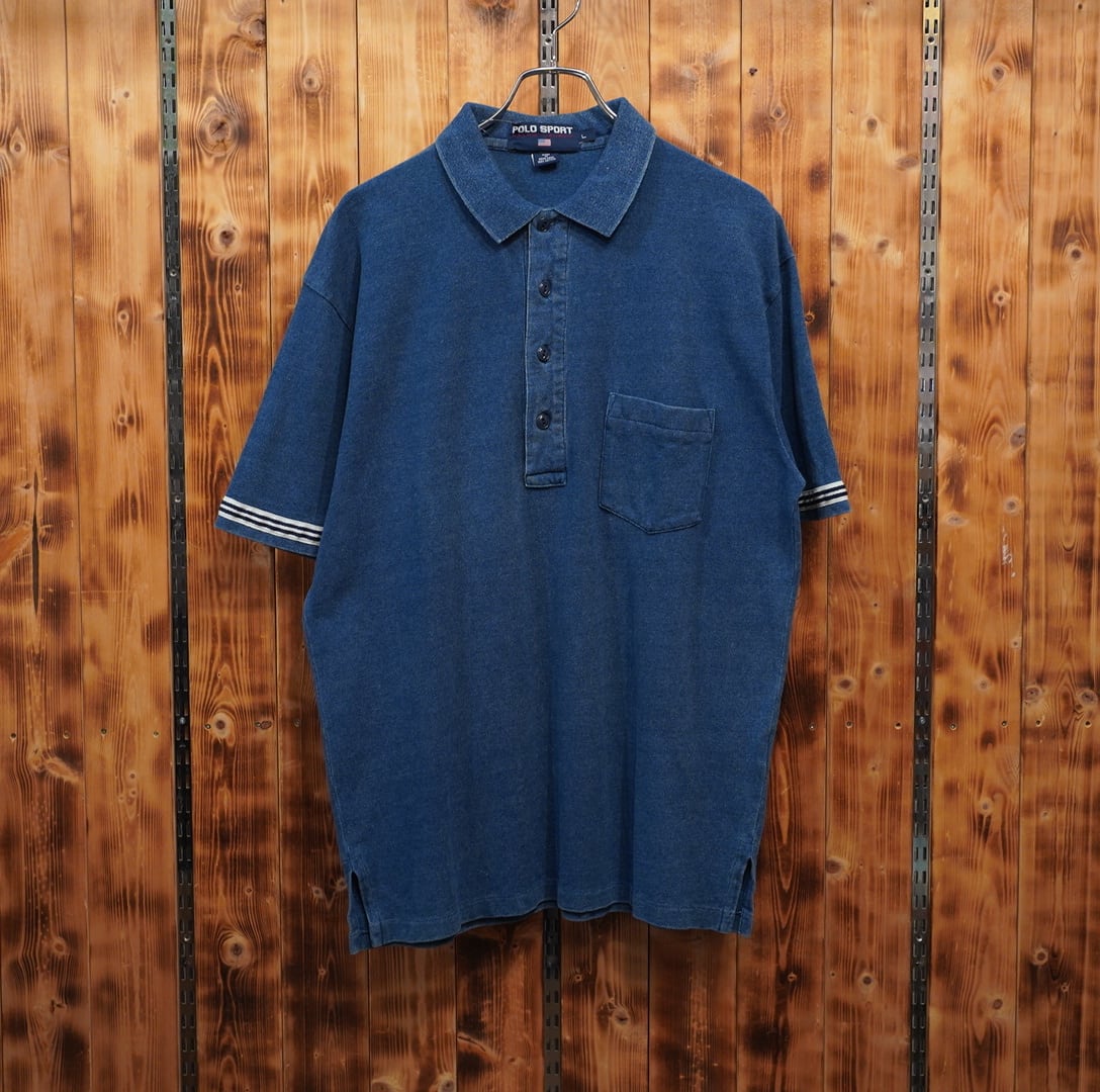 90s polosport ralphlauren インディゴ ポロシャツ L/ポロスポーツ ラルフローレン