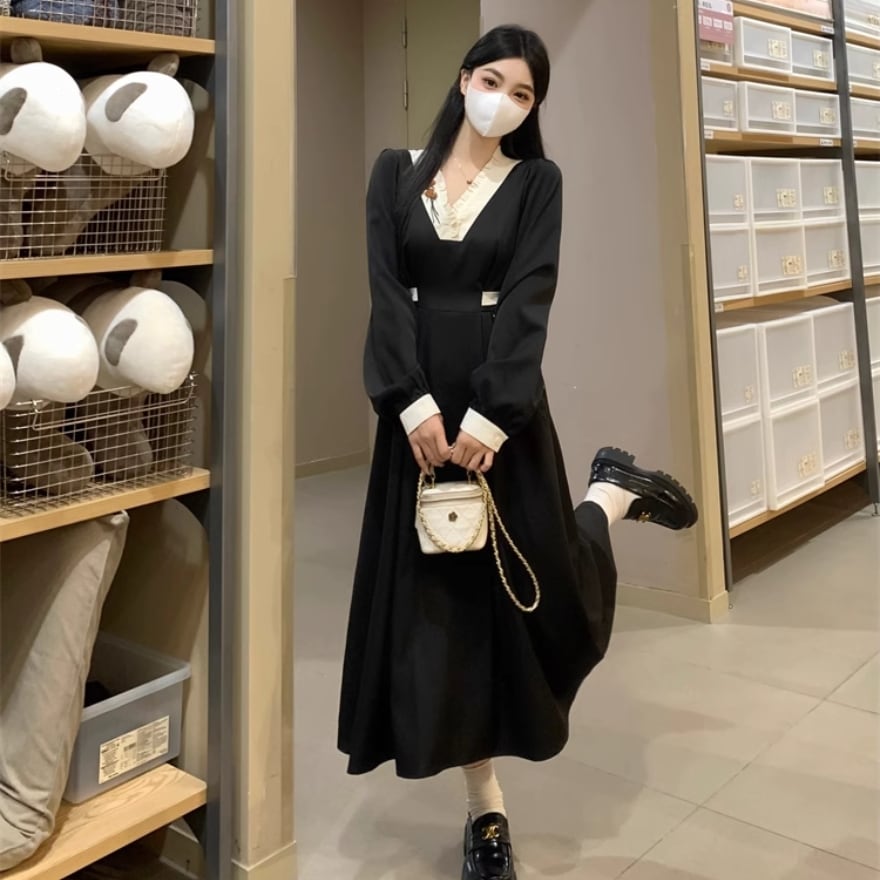 クラロリ ワンピース ウエスト紐 ロングスカート 控えめ 普段着使い