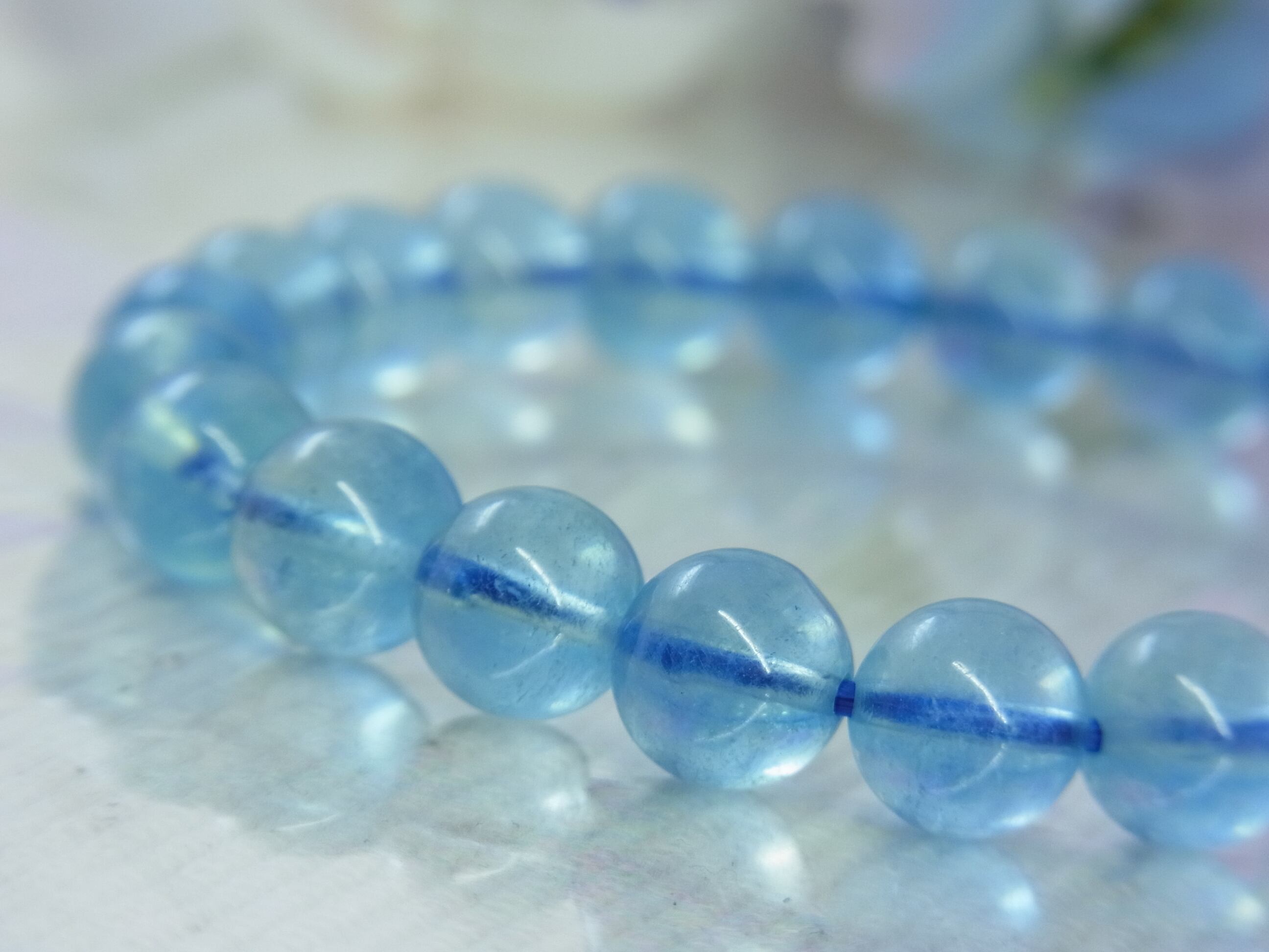 ◇宝石質 サンタマリア アクアマリン ブラジル産 8ミリ◇深海の神秘