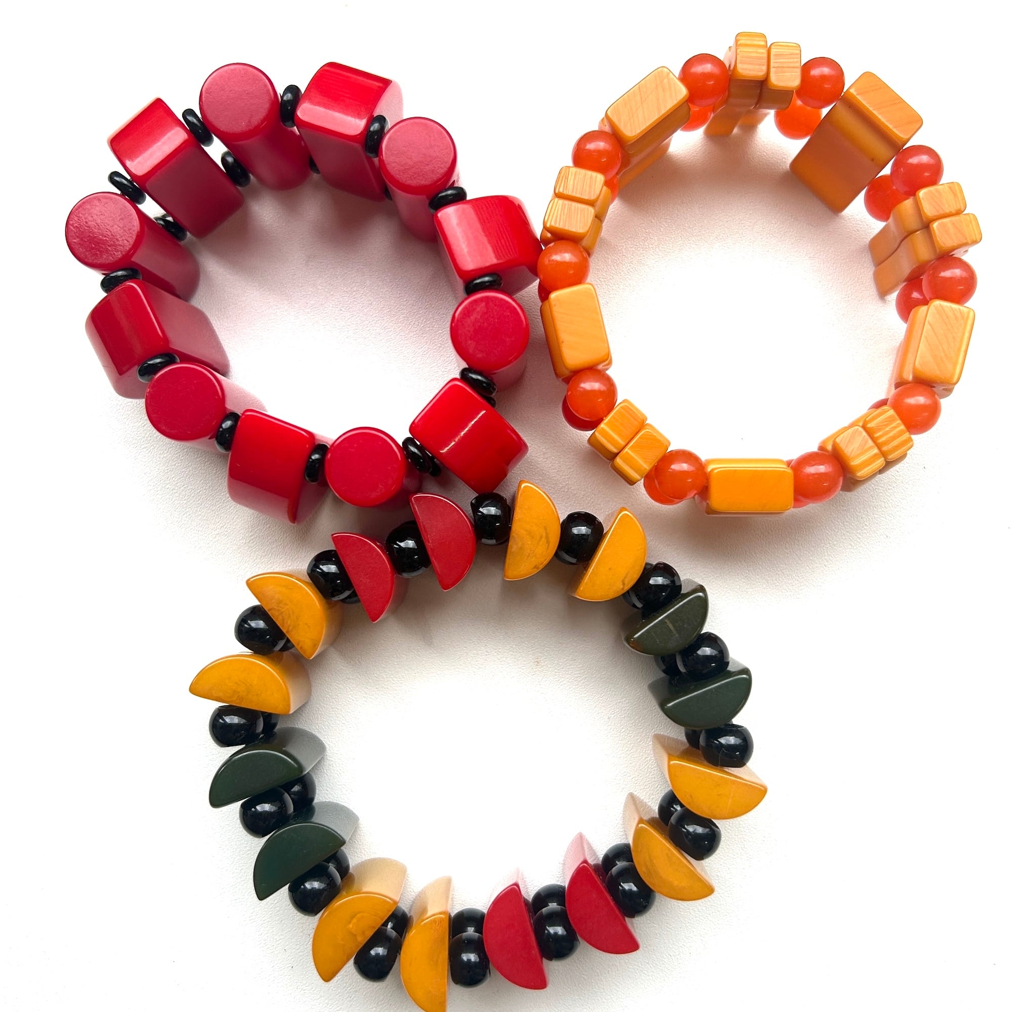 BAKELITE チェリーレッドベークライト STRETCHブレスレット | Milo