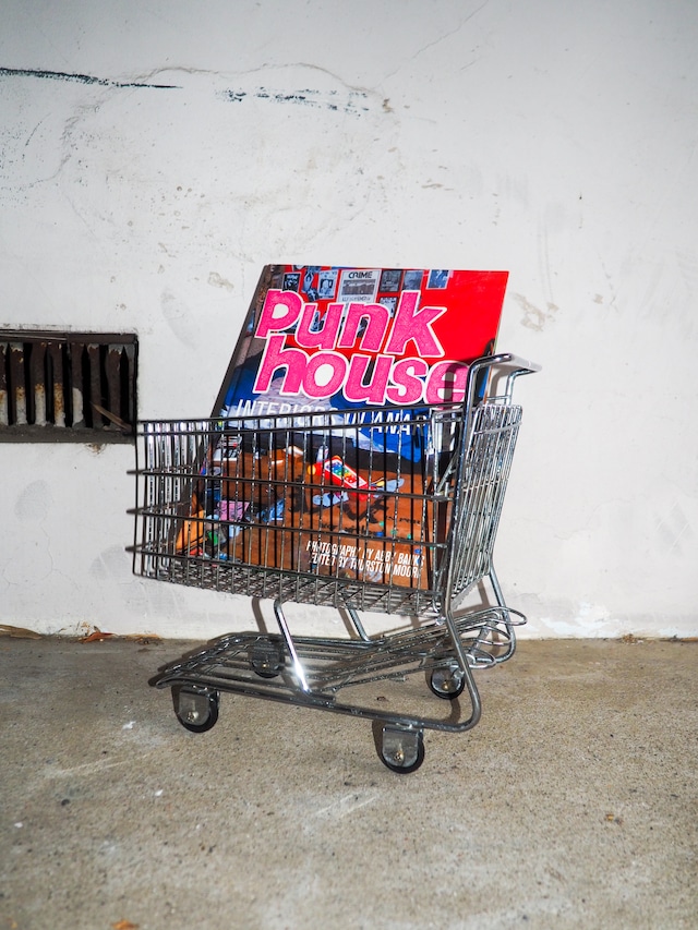 steel shopping cart with rolling wheels