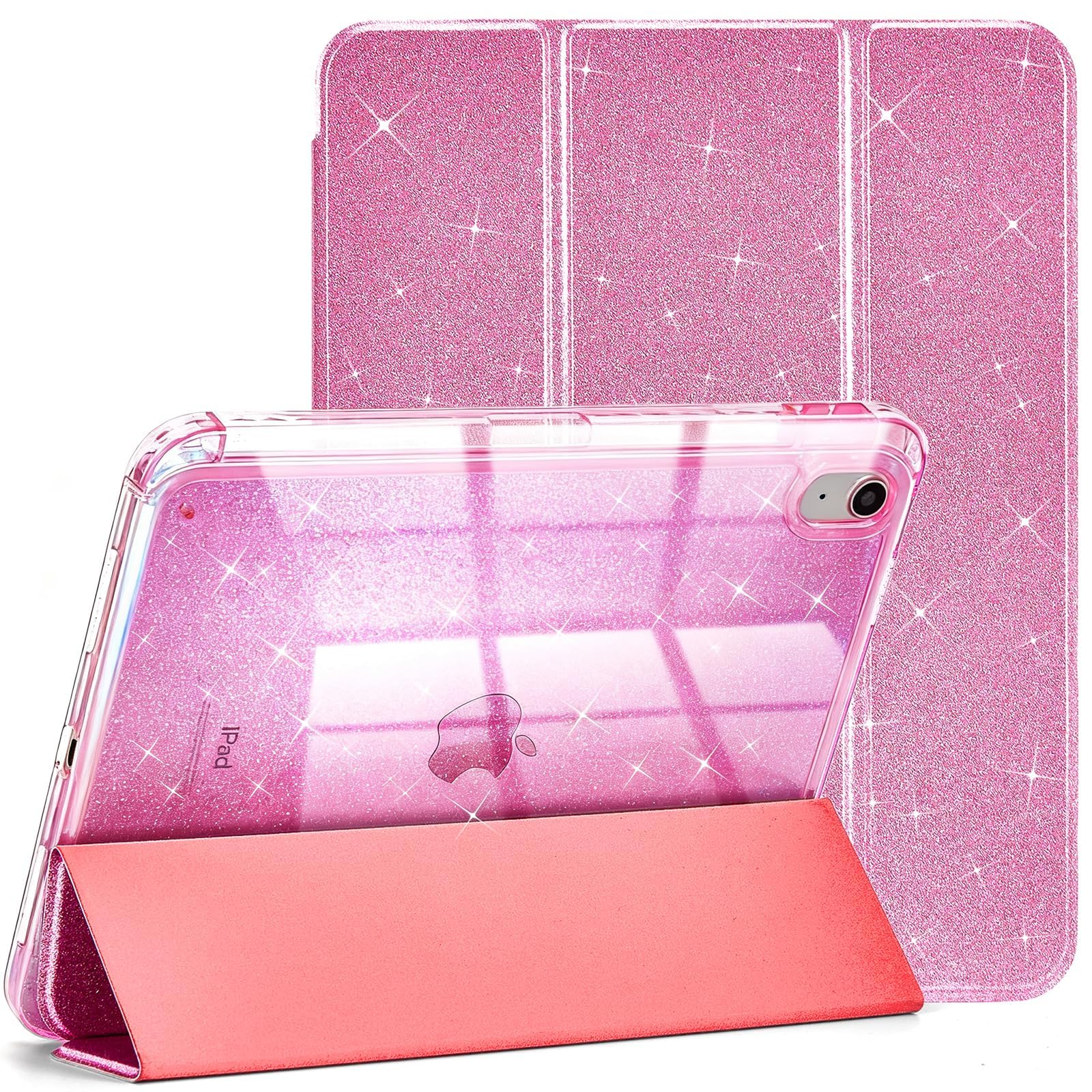 グリッターケース for iPad A16 11" 2025 & iPad 10.9" 2022, ローズレッド