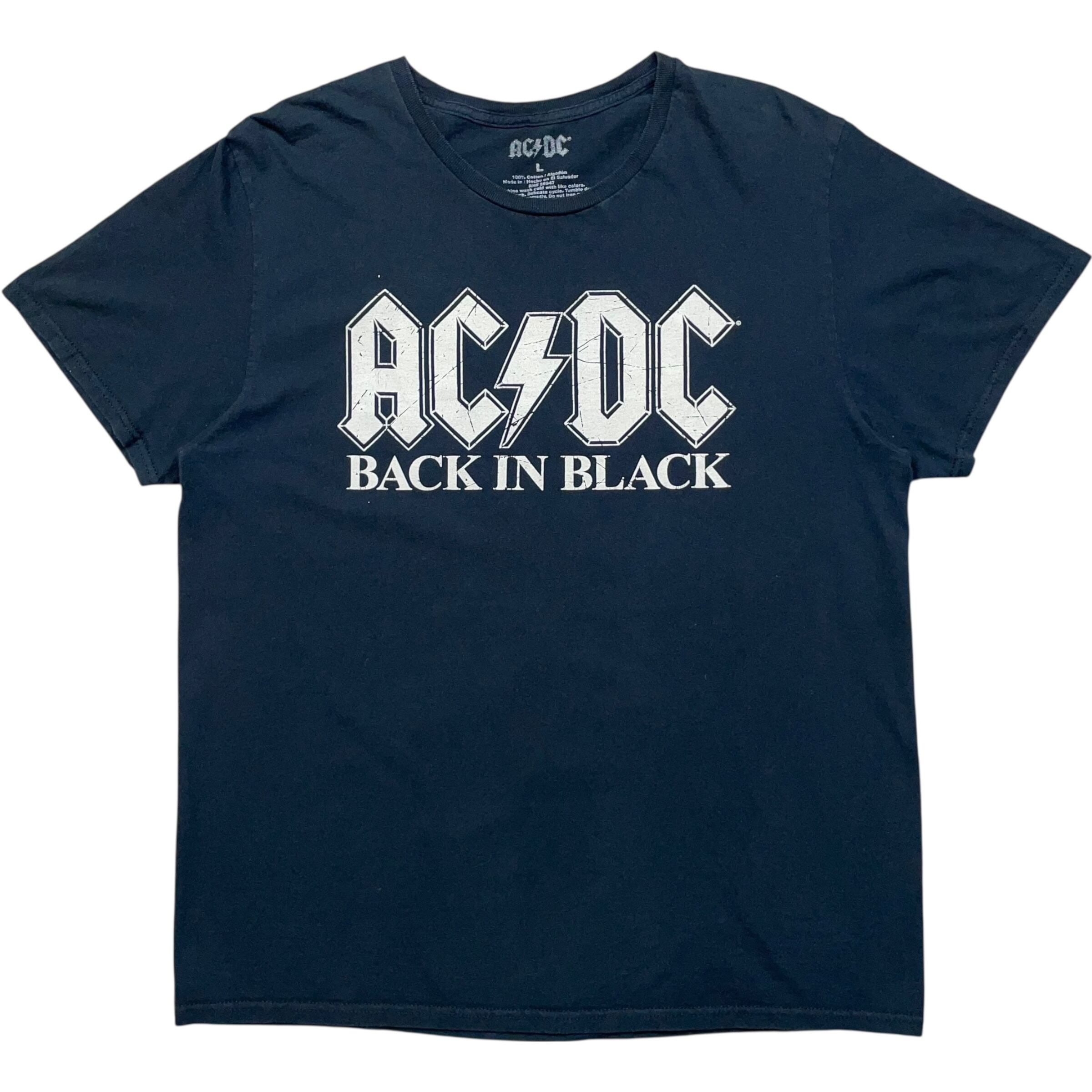 《L》AC/DC バンドTシャツ AC/DC BACK IN BLACK フロントプリント ブラック no.8482