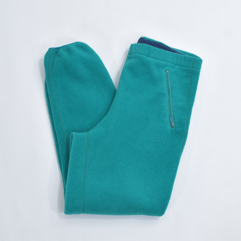 80~90s USA製 Patagonia パタゴニア Rマークダグ フリースパンツ シンチラパンツ スリムシルエット ティールグリーン レアカラー ヴィンテージ ビンテージ アメリカ古着 レディースW84~88cm