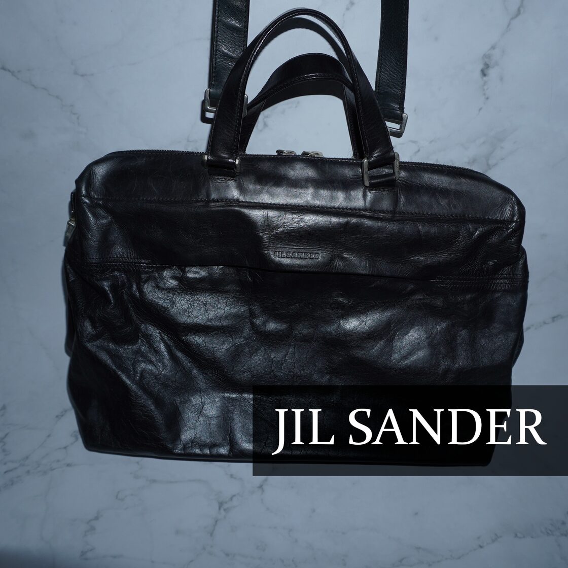 JIL SANDER】シワ加工 2Wayリアルレザーバッグ BLACK | PAY ID