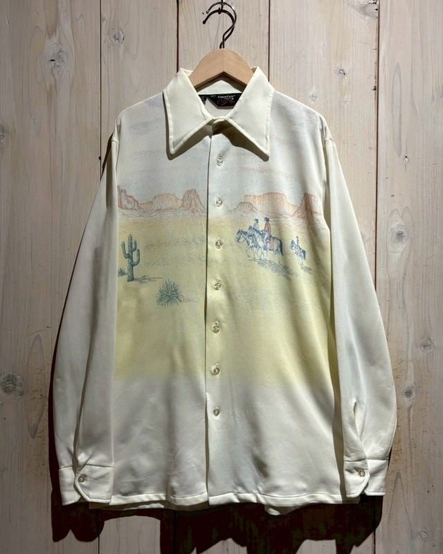 【a.k.a.C.a.k.a vintage】70’s Cowboy Motif Vintage L/S Shirt